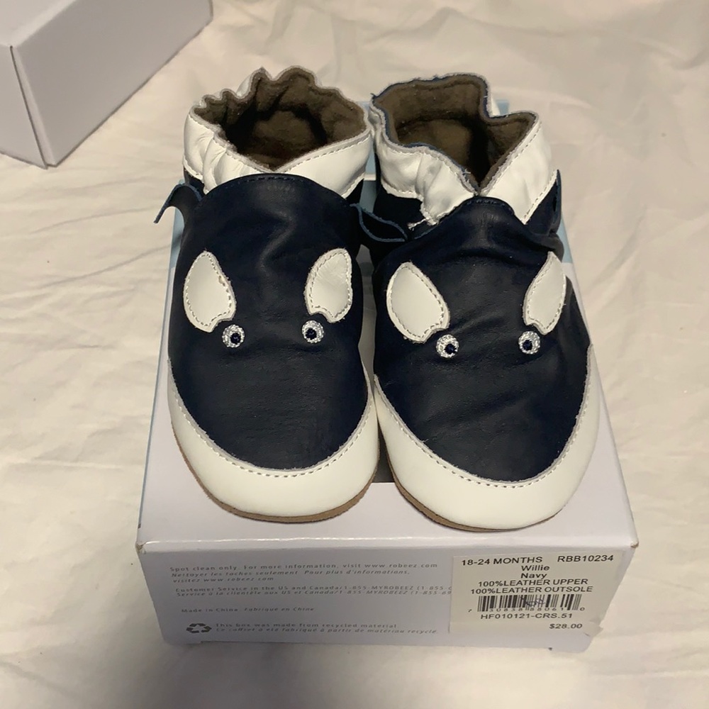 ROBEEZ soft sole baby boy 100% leather shoes size 18-24 months